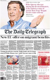 The Daily Telegraph () Newspaper Front Page for 1 February 2016