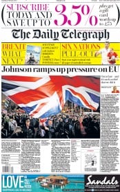 The Daily Telegraph () Newspaper Front Page for 1 February 2020