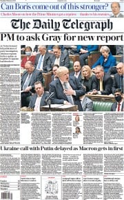 The Daily Telegraph () Newspaper Front Page for 1 February 2022