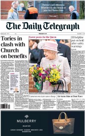 The Daily Telegraph () Newspaper Front Page for 1 April 2013