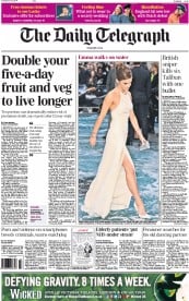 The Daily Telegraph () Newspaper Front Page for 1 April 2014