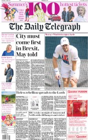 The Daily Telegraph () Newspaper Front Page for 1 July 2017