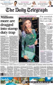 The Daily Telegraph () Newspaper Front Page for 1 August 2014