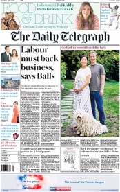 The Daily Telegraph () Newspaper Front Page for 1 August 2015