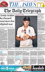 The Daily Telegraph () Newspaper Front Page for 1 August 2019