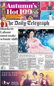 The Daily Telegraph () Newspaper Front Page for 1 September 2018
