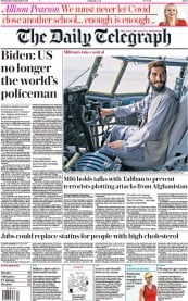 The Daily Telegraph () Newspaper Front Page for 1 September 2021