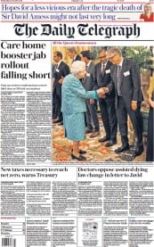 The Daily Telegraph () Newspaper Front Page for 20 October 2021