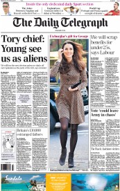 The Daily Telegraph () Newspaper Front Page for 20 November 2013