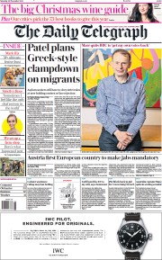 The Daily Telegraph () Newspaper Front Page for 20 November 2021