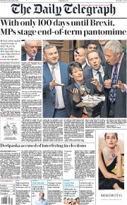 The Daily Telegraph () Newspaper Front Page for 20 December 2018