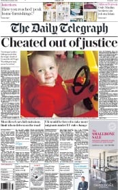 The Daily Telegraph () Newspaper Front Page for 20 January 2016
