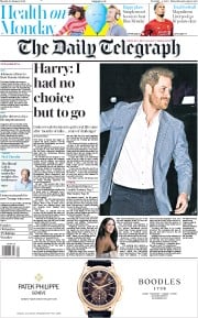 The Daily Telegraph () Newspaper Front Page for 20 January 2020