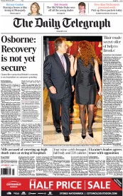 The Daily Telegraph () Newspaper Front Page for 20 February 2014