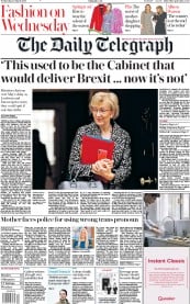 The Daily Telegraph () Newspaper Front Page for 20 March 2019