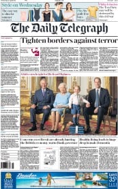 The Daily Telegraph () Newspaper Front Page for 20 April 2016