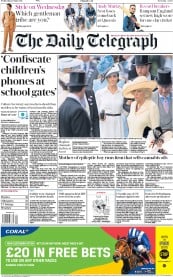 The Daily Telegraph () Newspaper Front Page for 20 June 2018
