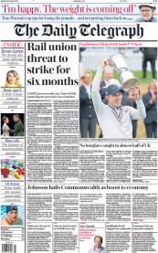 The Daily Telegraph () Newspaper Front Page for 20 June 2022