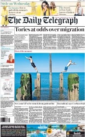 The Daily Telegraph () Newspaper Front Page for 20 July 2016