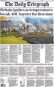 The Daily Telegraph () Newspaper Front Page for 20 July 2022