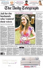 The Daily Telegraph () Newspaper Front Page for 20 August 2014