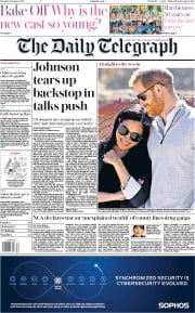 The Daily Telegraph () Newspaper Front Page for 20 August 2019