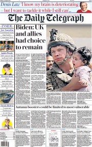 The Daily Telegraph () Newspaper Front Page for 20 August 2021