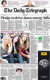 The Daily Telegraph () Newspaper Front Page for 20 September 2011