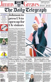 The Daily Telegraph () Newspaper Front Page for 20 September 2021