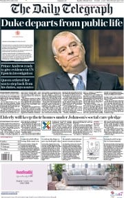 The Daily Telegraph () Newspaper Front Page for 21 November 2019