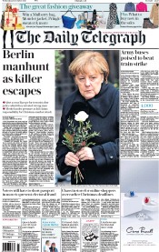 The Daily Telegraph () Newspaper Front Page for 21 December 2016