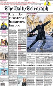 The Daily Telegraph () Newspaper Front Page for 21 December 2020