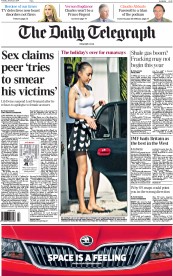 The Daily Telegraph () Newspaper Front Page for 21 January 2014