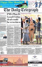 The Daily Telegraph () Newspaper Front Page for 21 January 2019