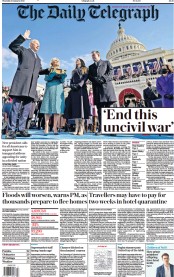 The Daily Telegraph () Newspaper Front Page for 21 January 2021