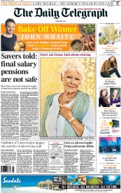 The Daily Telegraph () Newspaper Front Page for 21 February 2015