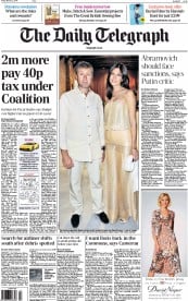 The Daily Telegraph () Newspaper Front Page for 21 March 2014