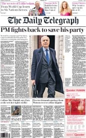 The Daily Telegraph () Newspaper Front Page for 21 March 2016