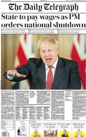 The Daily Telegraph () Newspaper Front Page for 21 March 2020