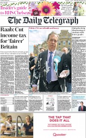 The Daily Telegraph () Newspaper Front Page for 21 May 2019