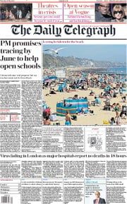 The Daily Telegraph () Newspaper Front Page for 21 May 2020