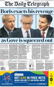 The Daily Telegraph () Newspaper Front Page for 21 June 2019