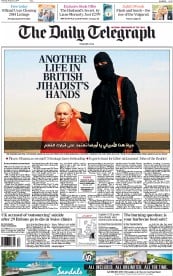 The Daily Telegraph () Newspaper Front Page for 21 August 2014