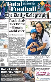 The Daily Telegraph () Newspaper Front Page for 21 August 2017