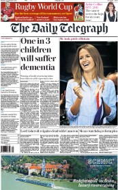 The Daily Telegraph () Newspaper Front Page for 21 September 2015