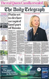 The Daily Telegraph () Newspaper Front Page for 21 September 2022