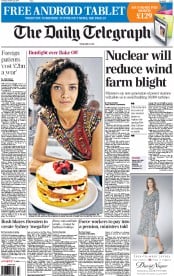 The Daily Telegraph () Newspaper Front Page for 22 October 2013