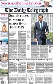 The Daily Telegraph () Newspaper Front Page for 22 October 2022