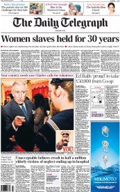 The Daily Telegraph () Newspaper Front Page for 22 November 2013