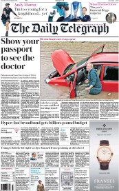 The Daily Telegraph () Newspaper Front Page for 22 November 2016
